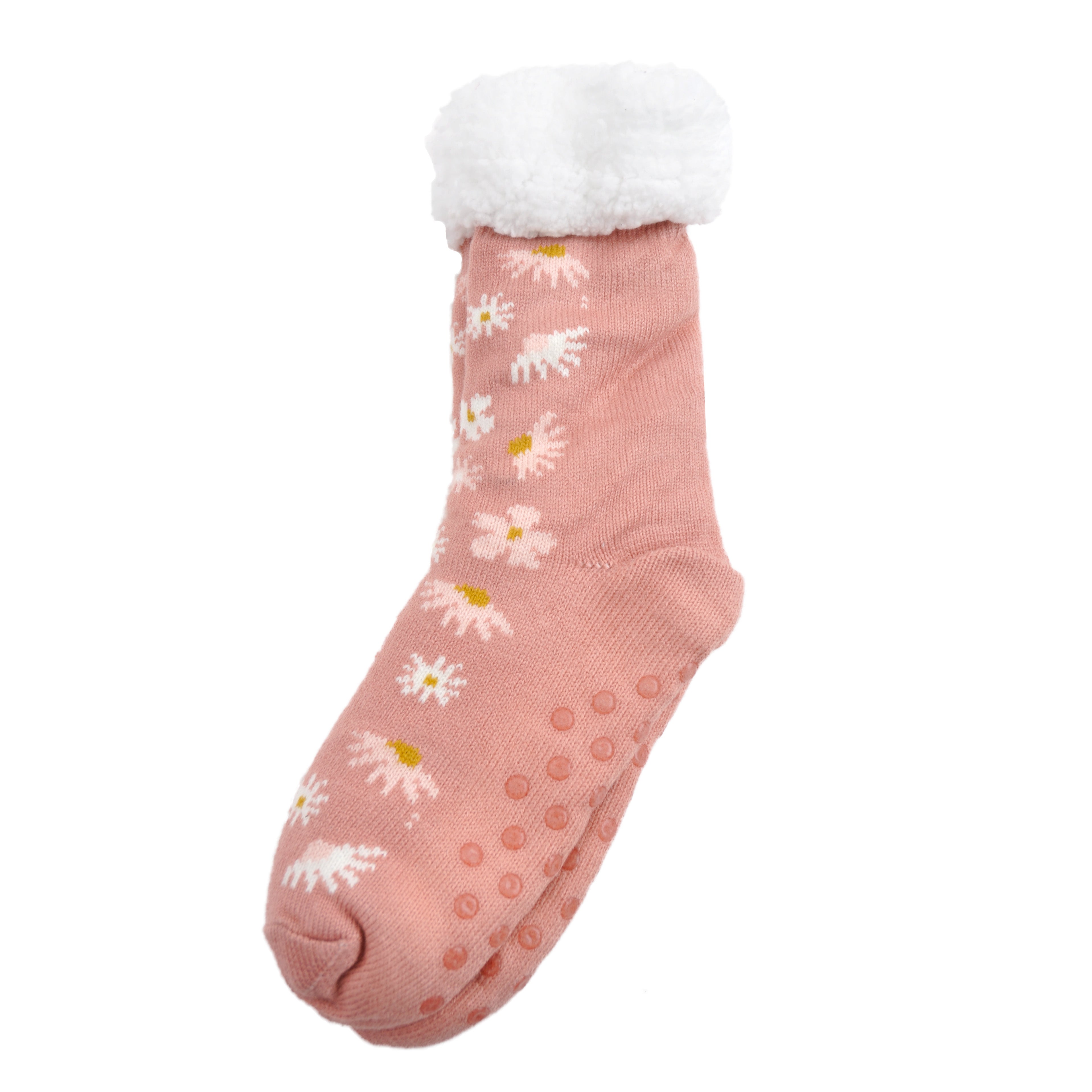 Slipper Sock - Pink Flowers